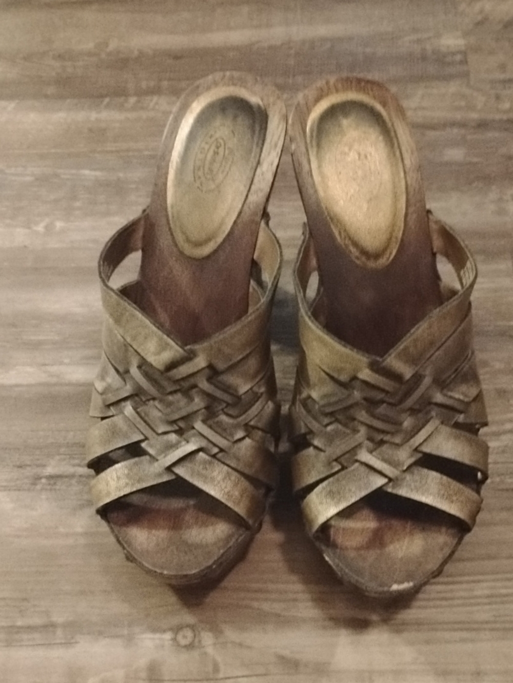 Dr. Scholl's Brown Woven Slide Mules